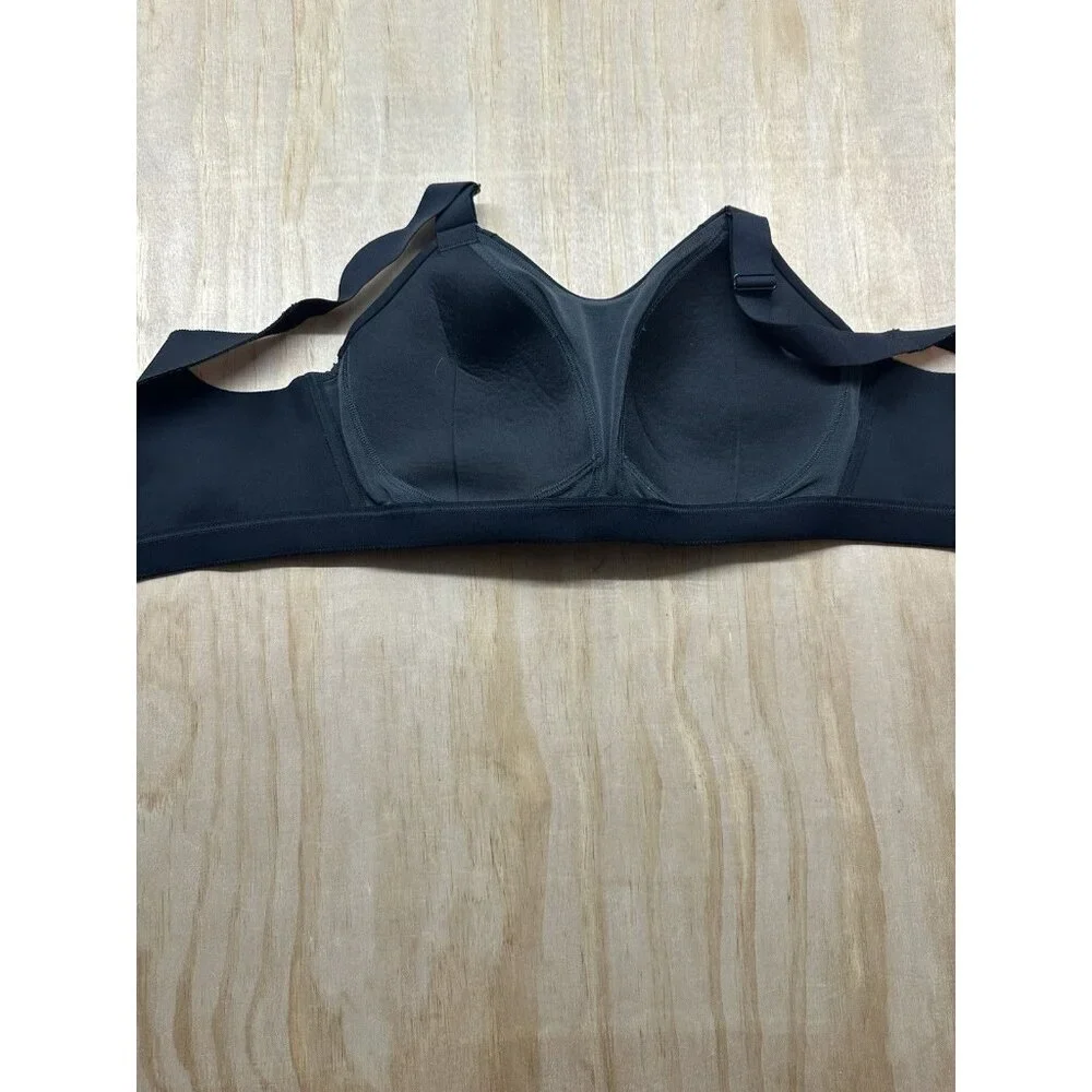 Nike Sports Bra Sz S Black T Shirt Three Hook Padded Push Up Intimates - Picture 5 of 6